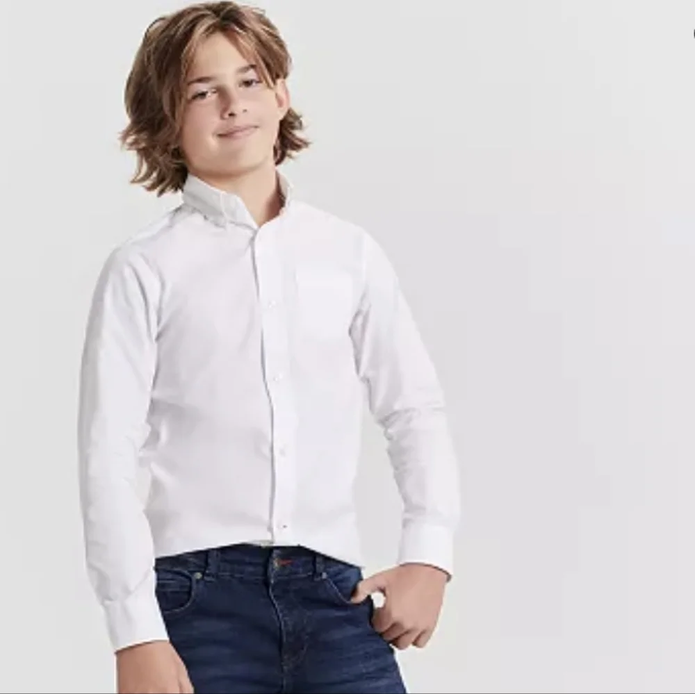Tommy Hilfiger Boys Classic White Oxford Button Down Dress Shirt Nwt Size 14